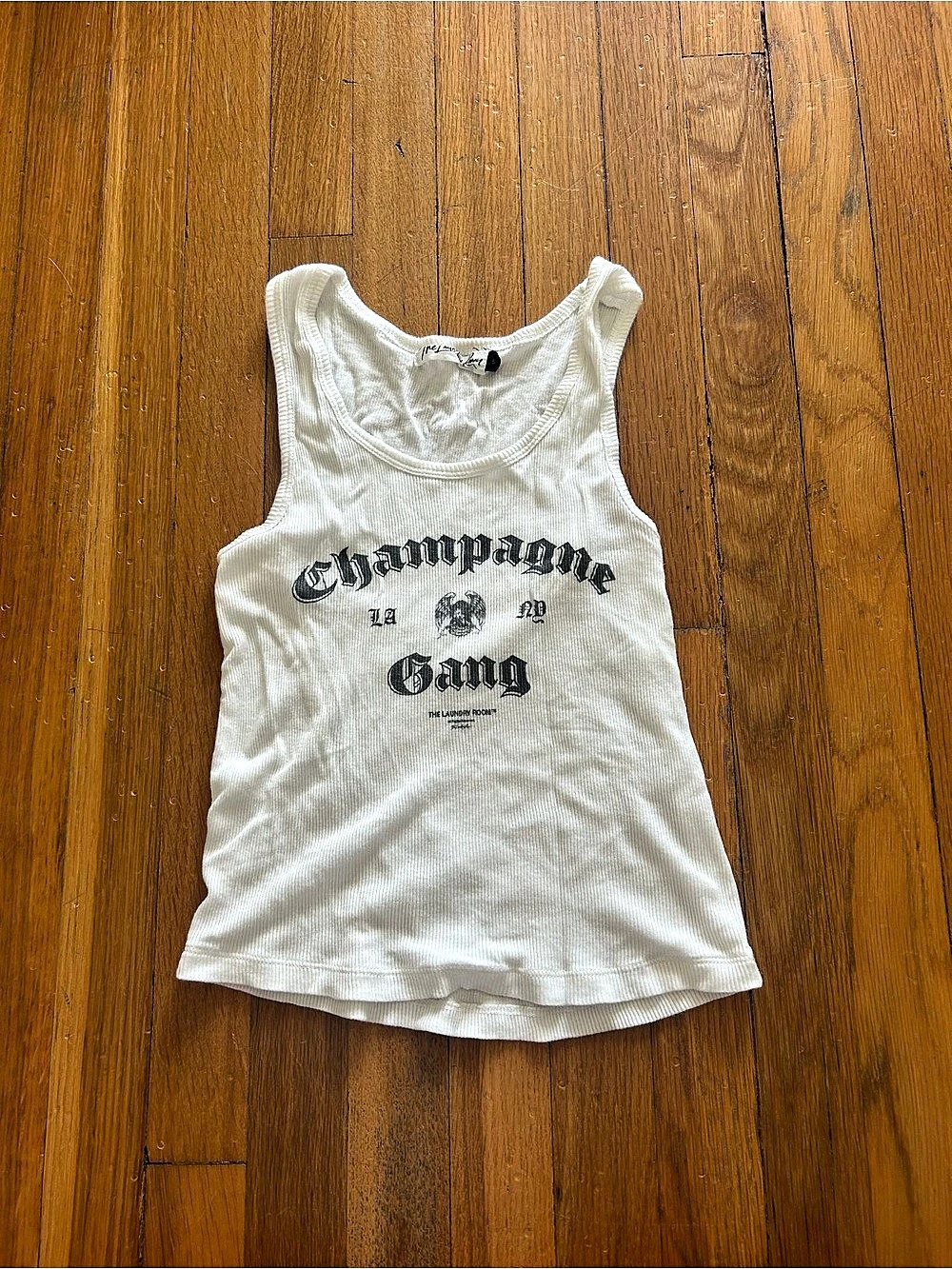 The Laundry Room Champagne Gang Rib Tank White